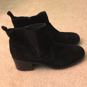 Clark’s black suede ankle boots